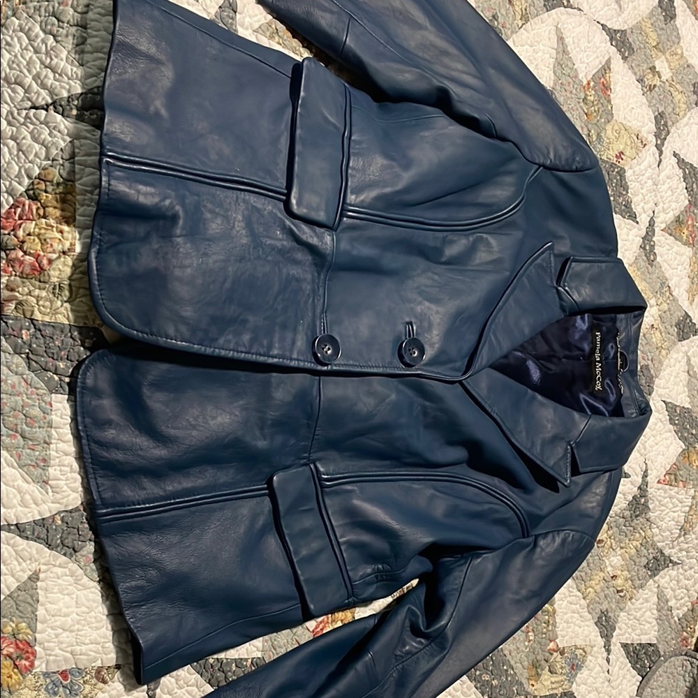 Women’s Blue Leather Jacket